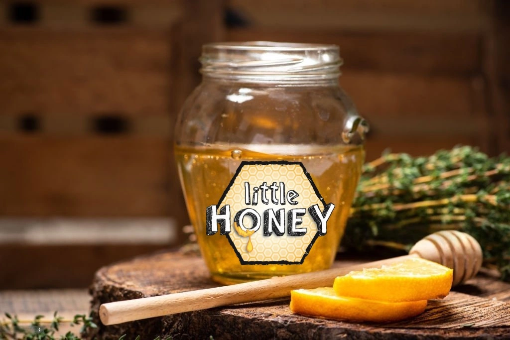 Little Honey jar with honey dipper and orange slices representing 7 Honey Benefits for a healthy lifestyle using Natural Honey in Singapore.