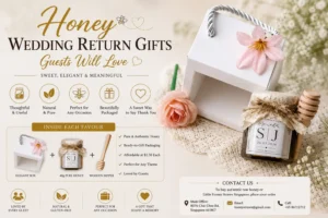Personalized jar with dipper for Honey Wedding Return Gifts favor box.