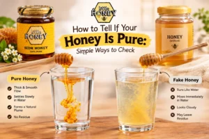 How to Tell If Your Honey Is Pure guide with honey jars